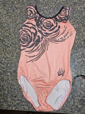 Aly Raisman GK ELITE Gymnastic Leotard ROSEY ROSE Sequin Bling USA Tank SIZE AXS